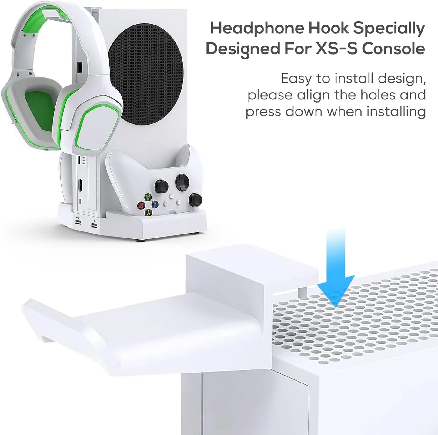 Cooling Stand for Xbox Series S Console,Dual Charging Station Dock for Controller with Adjustable 3 Level Wind Cooling Fan