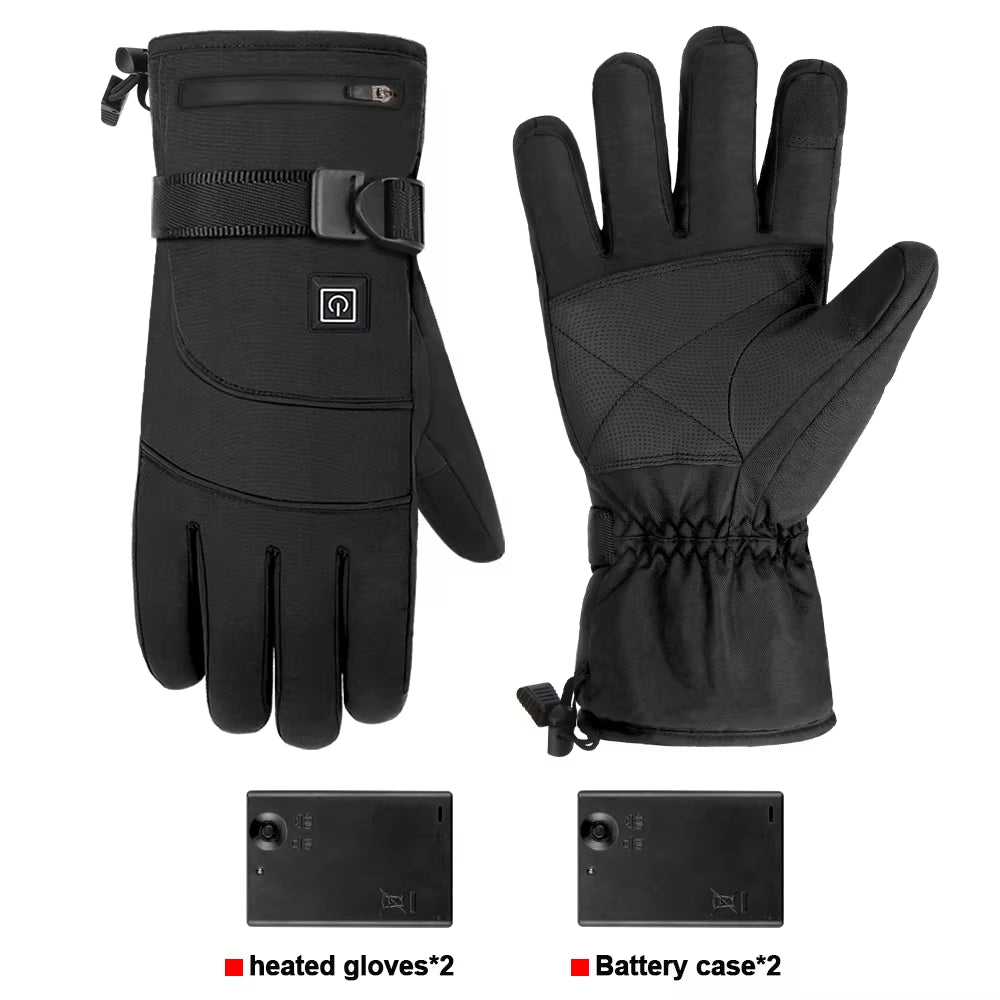 Heated Gloves Motorcycle Winter Warm with Battery Case Non-Slip Heated Gloves Waterproof Heated Rechargeable Gloves Touch Screen