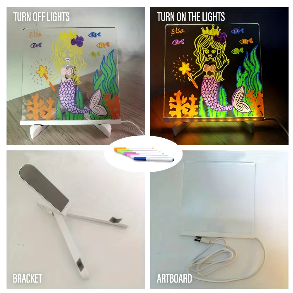 LED Light up Acrylic Message Board Erasable USB Children'S Drawing Board CIY for Birthday Gifts Bar Advertising Boards