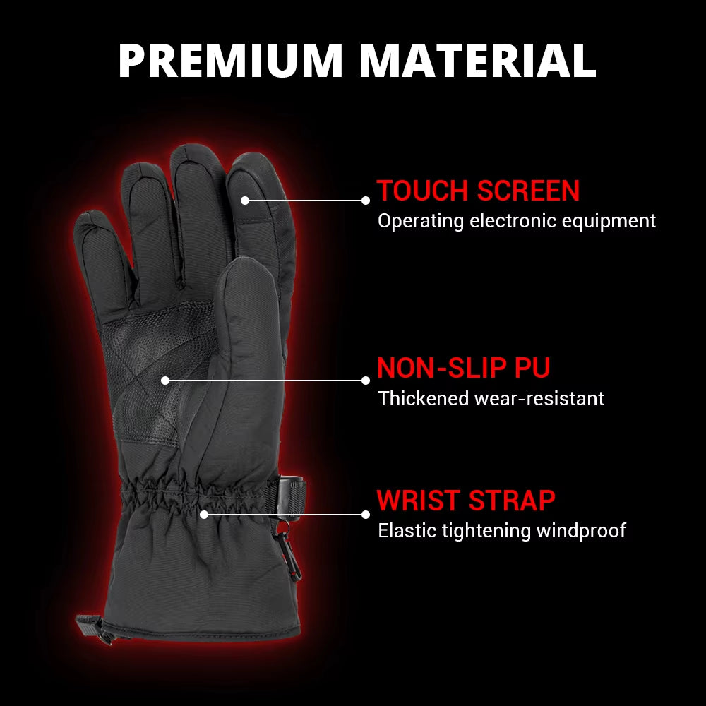 Heated Gloves Motorcycle Winter Warm with Battery Case Non-Slip Heated Gloves Waterproof Heated Rechargeable Gloves Touch Screen