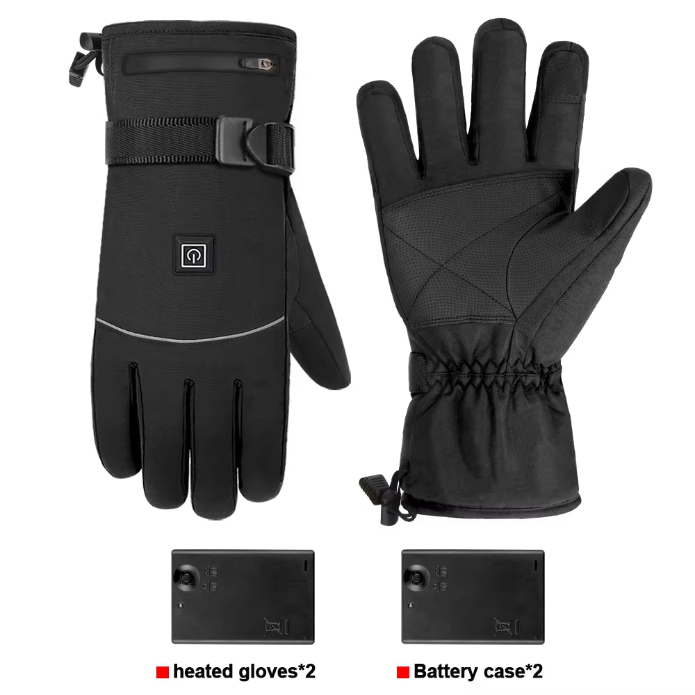 Heated Gloves Motorcycle Winter Warm with Battery Case Non-Slip Heated Gloves Waterproof Heated Rechargeable Gloves Touch Screen